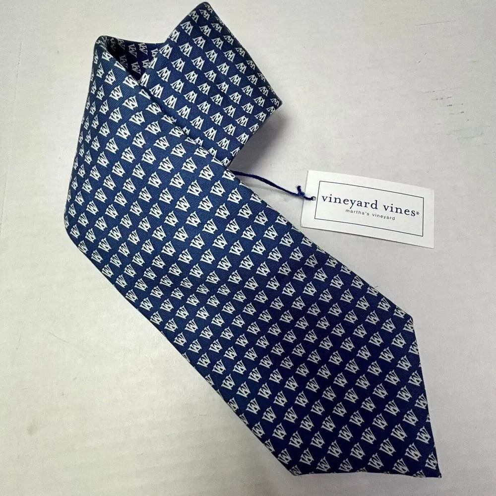 Vineyard Vines Blue Tie‎ Logo UW WU Preppy Dad NEW